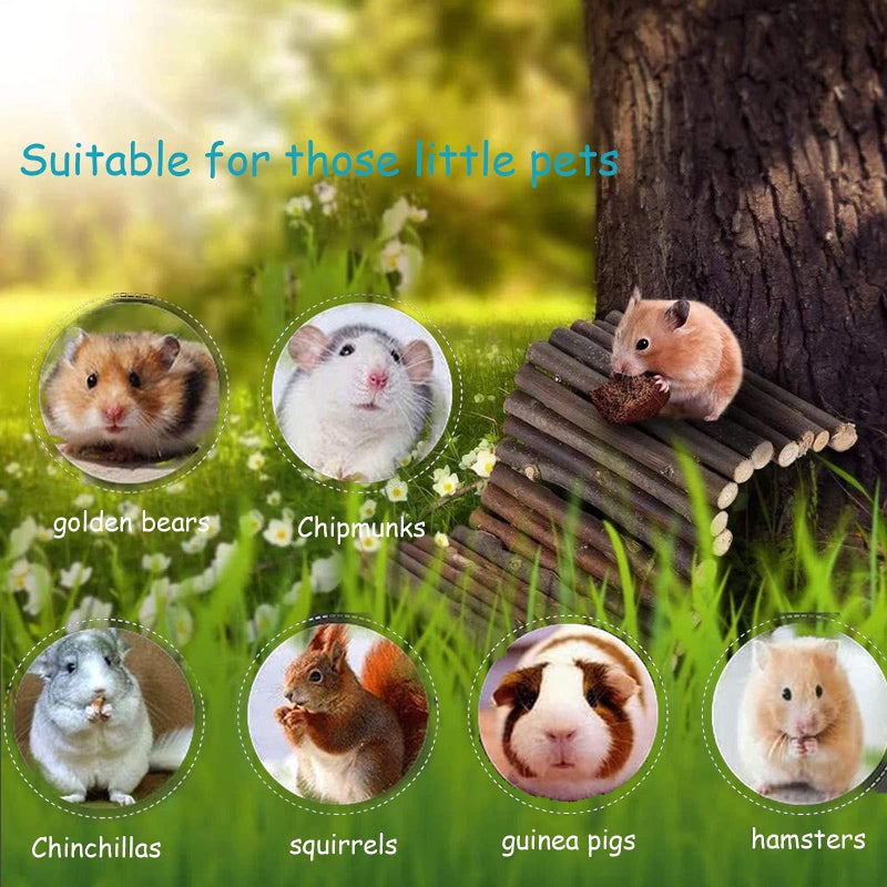 kathson 2 PCS Hamster Wooden Bridge Toys,11.02" L x 6.09" W Large Climbing Toy,Rat Ladder,Small Animal Chew Toys,Wood Hideout Tunnel for Chinchillas Guinea Pig Gerbils Ferret Syrian Hamster Squirrel - Image 2